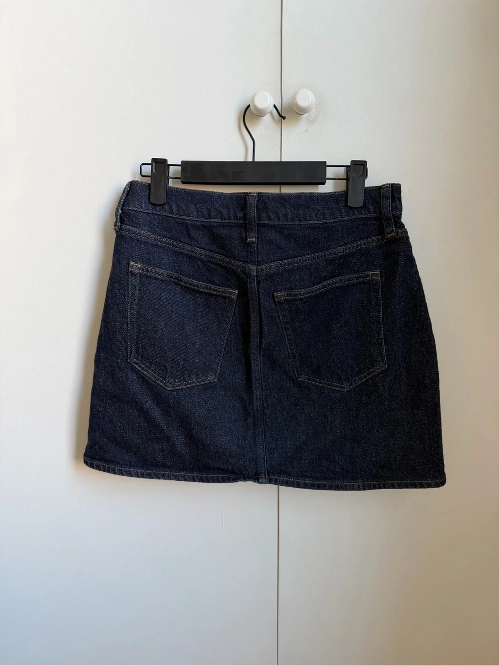 J. Crew Dark Indigo Denim Mini Skirt with Gold Hardware